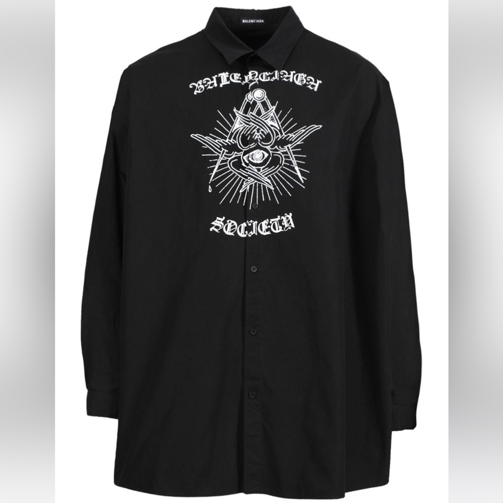 Balenciaga Free Your Mind Long Sleeve Button Down Collard Shirt